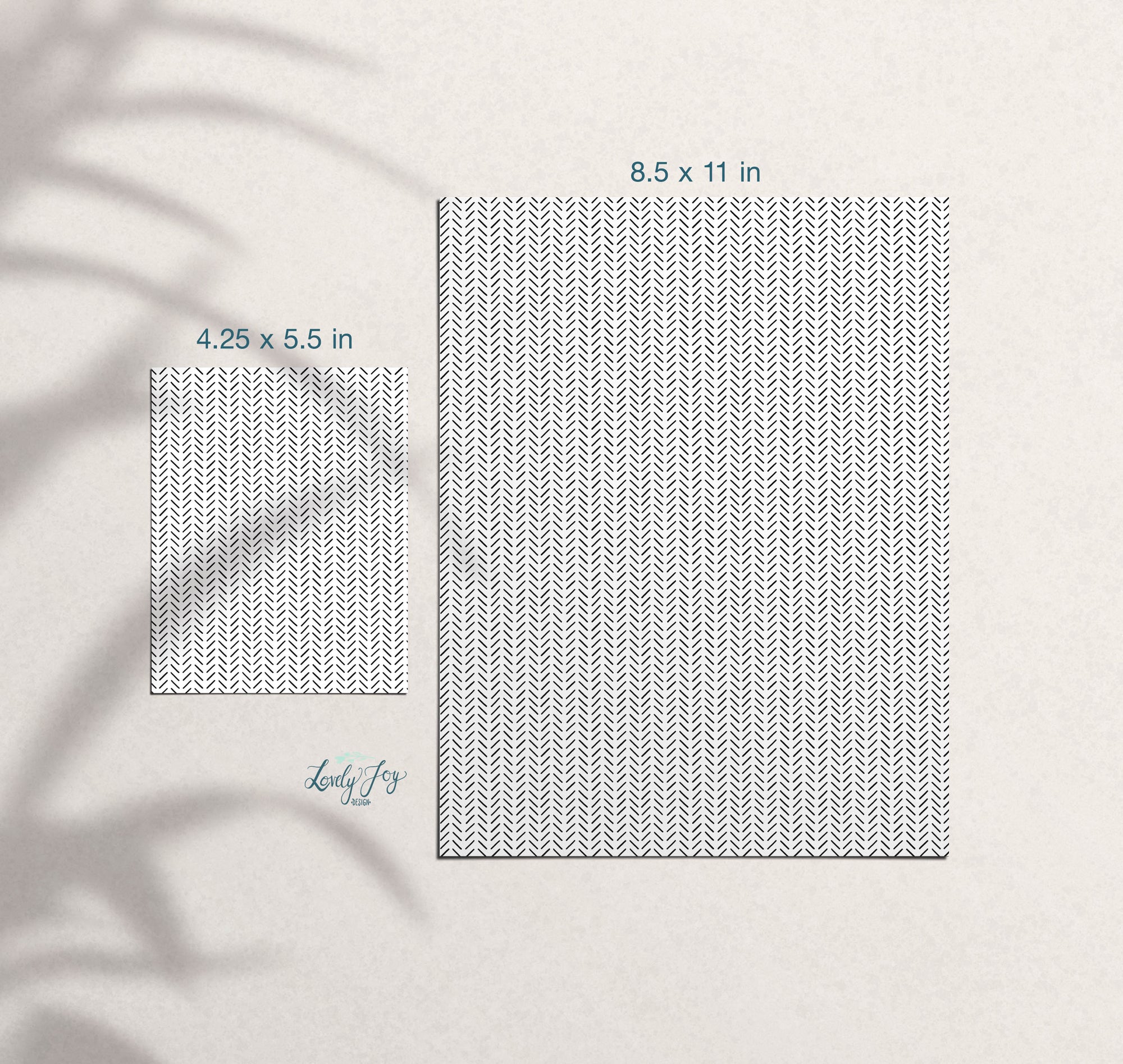 Chevron Lines Black and White Design Digital Clay Transfer Sheet in US and Metric Sizes