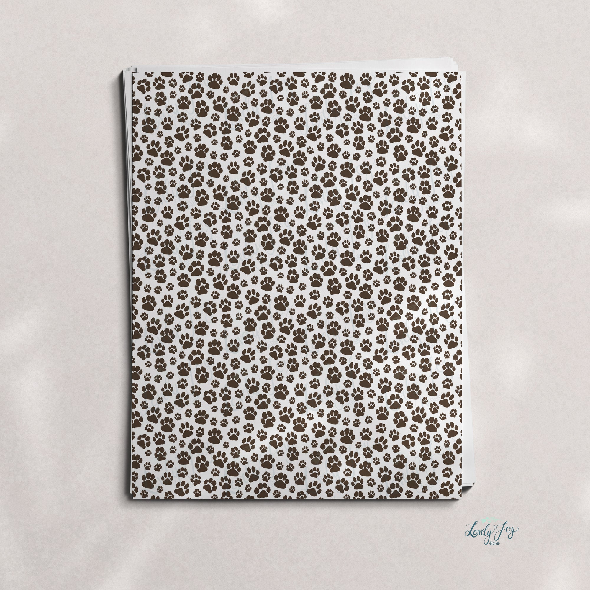 Dark Brown Paw Prints Design Digital Clay Transfer Sheet in US and Metric Sizes
