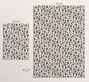 Dark Brown Paw Prints Design Digital Clay Transfer Sheet in US and Metric Sizes