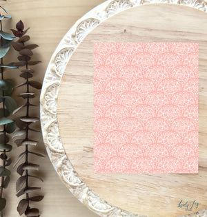 Floral Shell Pattern on Pink Background Water Soluble Transfer Sheet for Polymer Clay