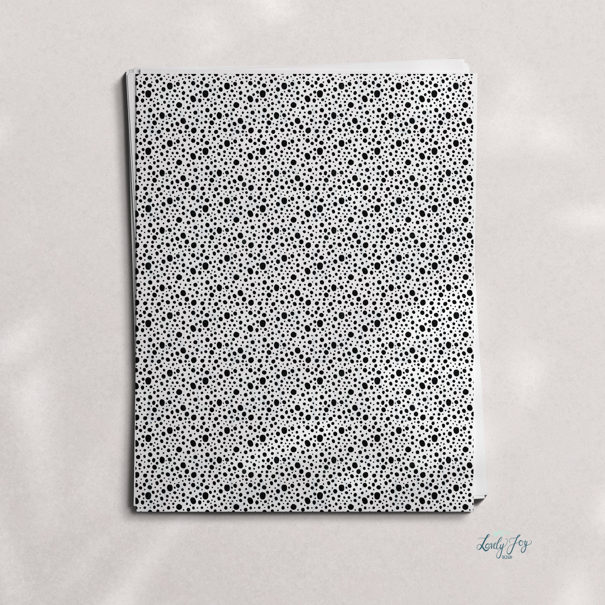 Hand Drawn Dots Black and White Design Digital Clay Transfer Sheet in US and Metric Sizes