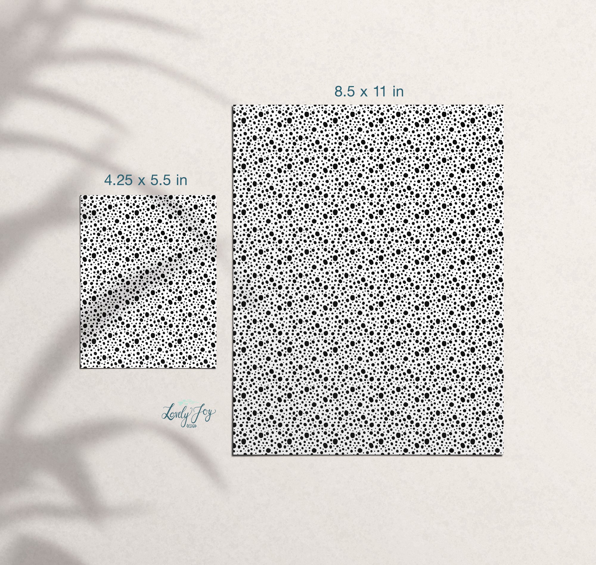 Hand Drawn Dots Black and White Design Digital Clay Transfer Sheet in US and Metric Sizes