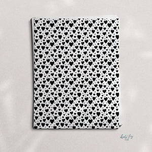 Hand Drawn Hearts Black and White Design Digital Clay Transfer Sheet in US and Metric Sizes