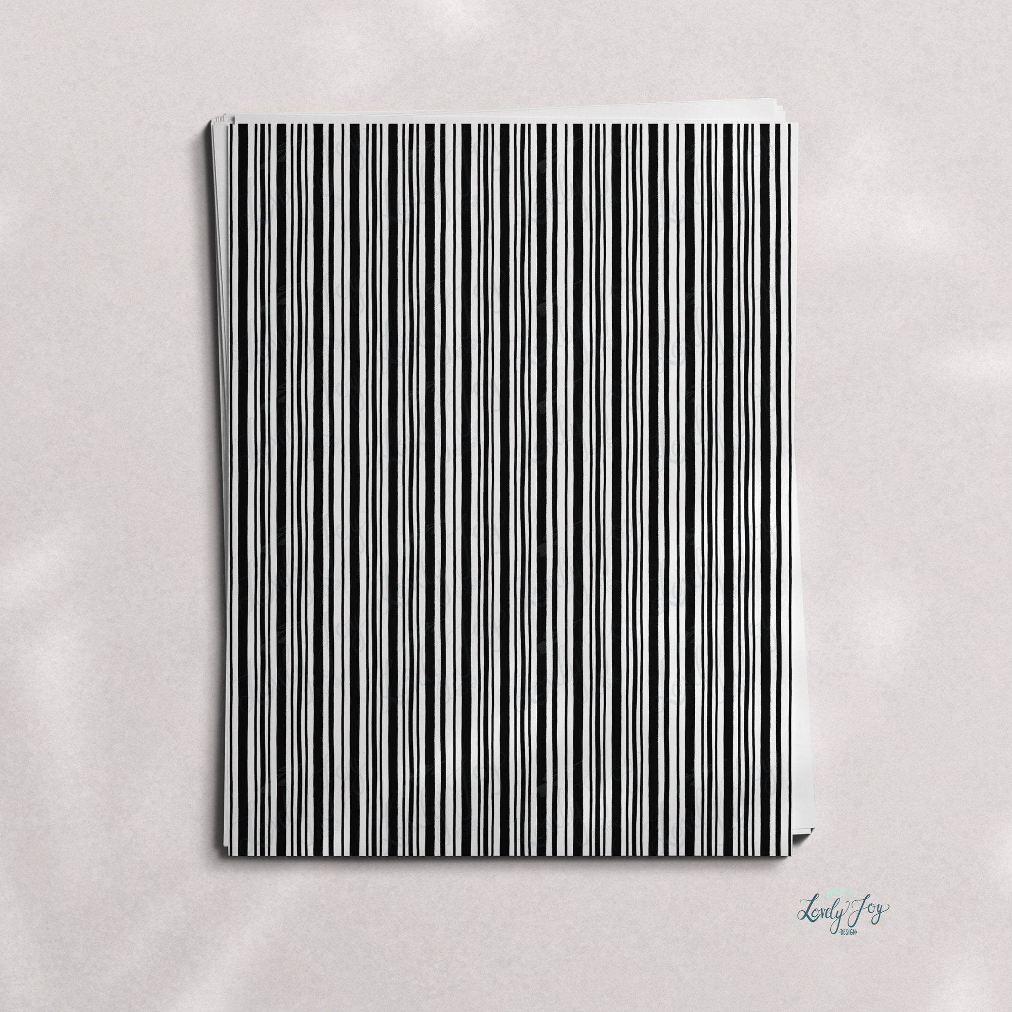 Hand Drawn Stripes Black and White Design Digital Clay Transfer Sheet in US and Metric Sizes