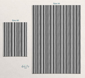 Hand Drawn Stripes Black and White Design Digital Clay Transfer Sheet in US and Metric Sizes