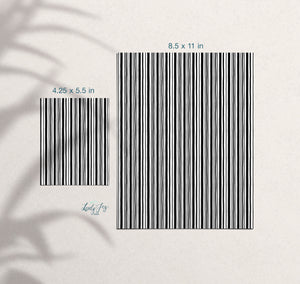 Hand Drawn Stripes Black and White Design Digital Clay Transfer Sheet in US and Metric Sizes