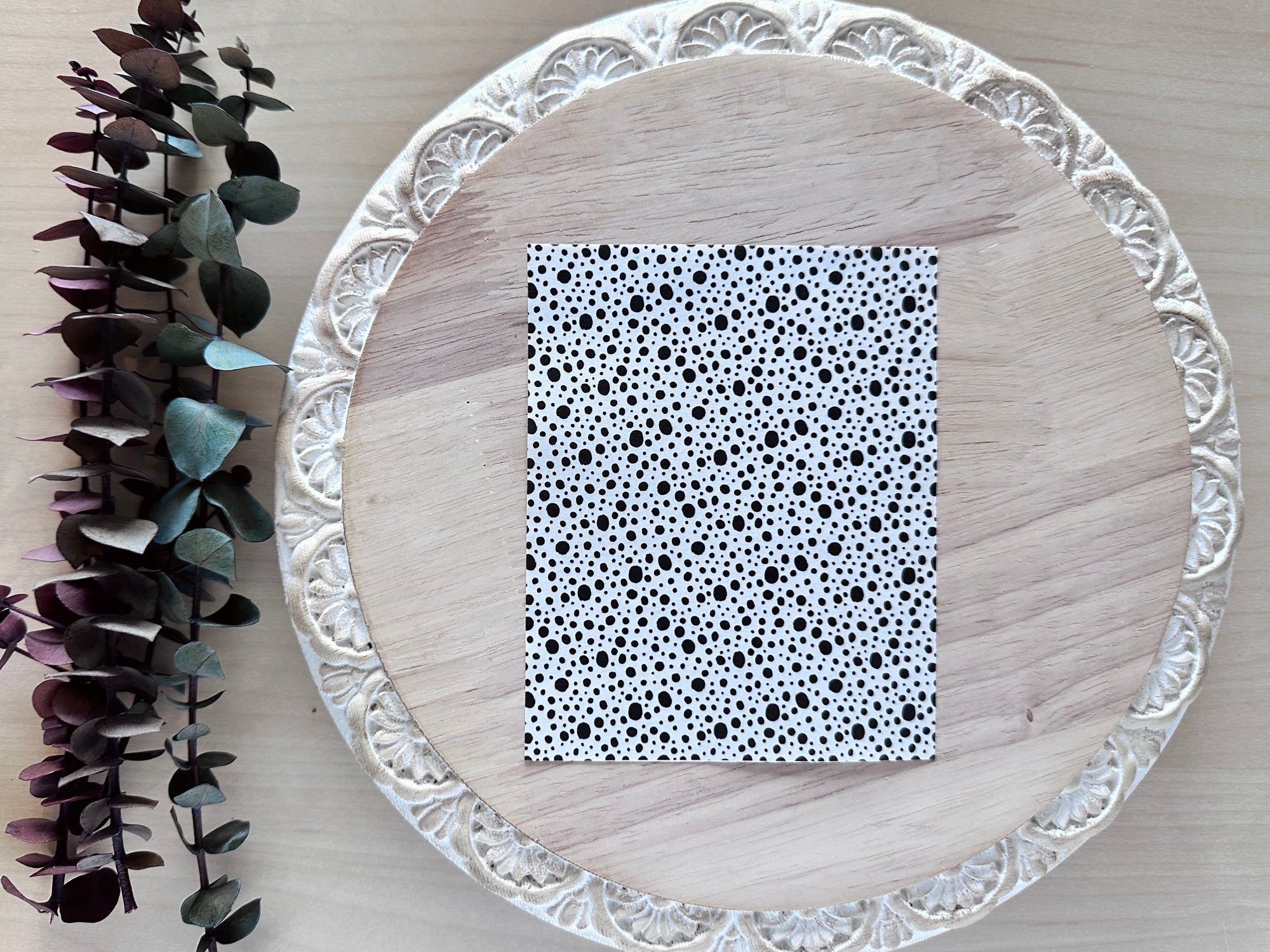 Black and White Hand Drawn Dots Water Soluble Transfer Sheet for Polymer Clay
