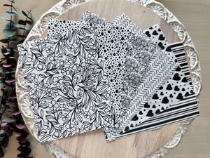 Black and White Hearts Water Soluble Transfer Sheet for Polymer Clay