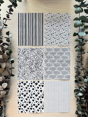 Black and White Chevron Line Pattern Water Soluble Transfer Sheet for Polymer Clay