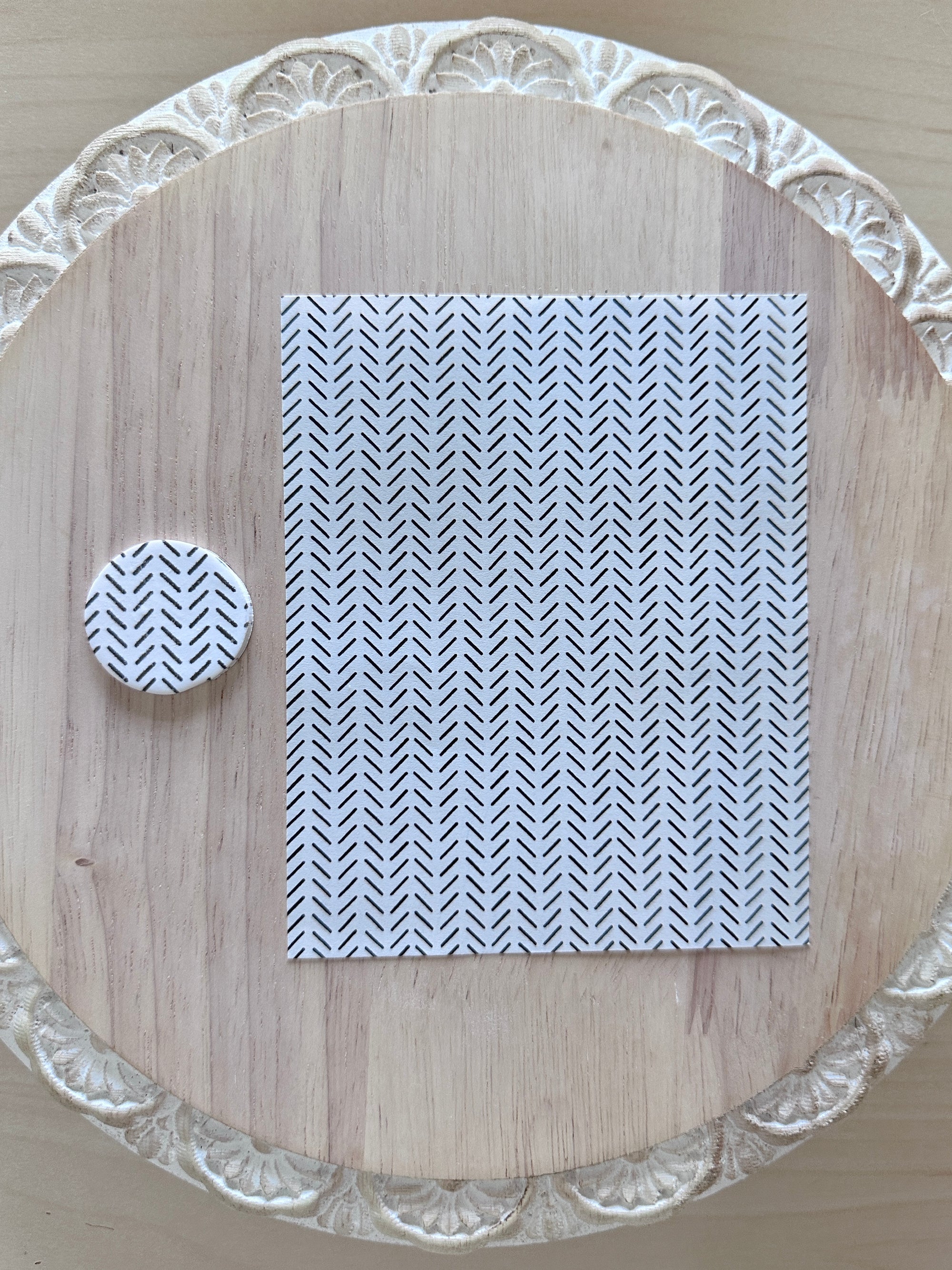 Black and White Chevron Line Pattern Water Soluble Transfer Sheet for Polymer Clay
