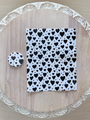Black and White Hearts Water Soluble Transfer Sheet for Polymer Clay