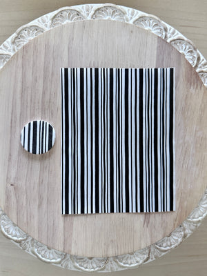 Black and White Hand Drawn Stripe Water Soluble Transfer Sheet for Polymer Clay