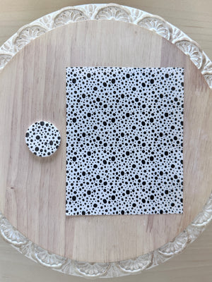 Black and White Hand Drawn Dots Water Soluble Transfer Sheet for Polymer Clay