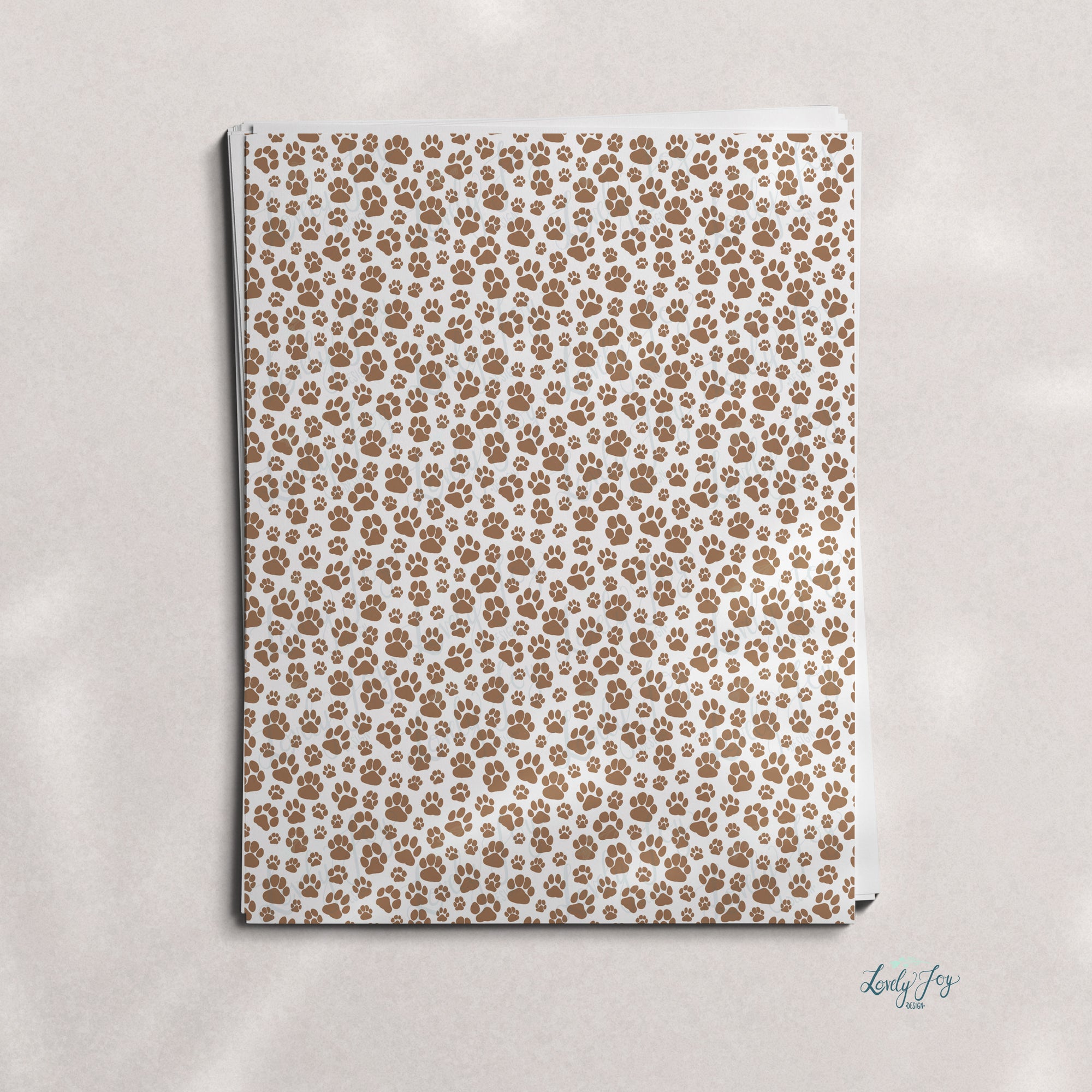 Light Brown Paw Prints Design Digital Clay Transfer Sheet in US and Metric Sizes
