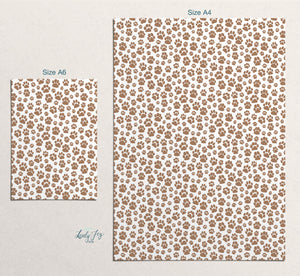 Light Brown Paw Prints Design Digital Clay Transfer Sheet in US and Metric Sizes