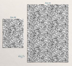 Line work Floral Black and White Design Digital Clay Transfer Sheet in US and Metric Sizes