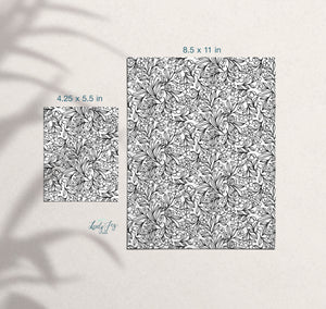 Line work Floral Black and White Design Digital Clay Transfer Sheet in US and Metric Sizes