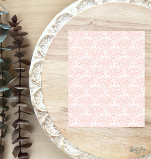 Pink Floral Shell Pattern Water Soluble Transfer Sheet for Polymer Clay