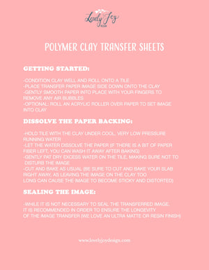 Transfer Paper #62 | polymer clay transfer sheet | Valentine