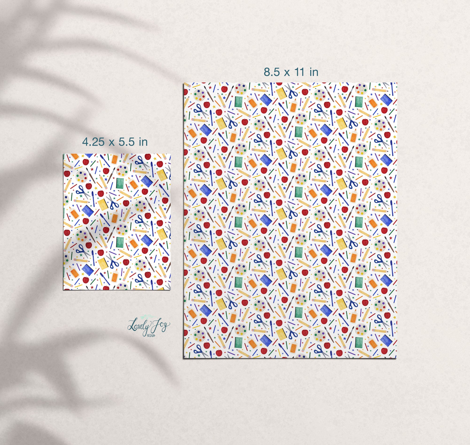 School Supplies Design Digital Clay Transfer Sheet in US and Metric Sizes