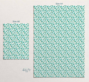 Turquoise Floral Design Digital Clay Transfer Sheet in US and Metric Sizes