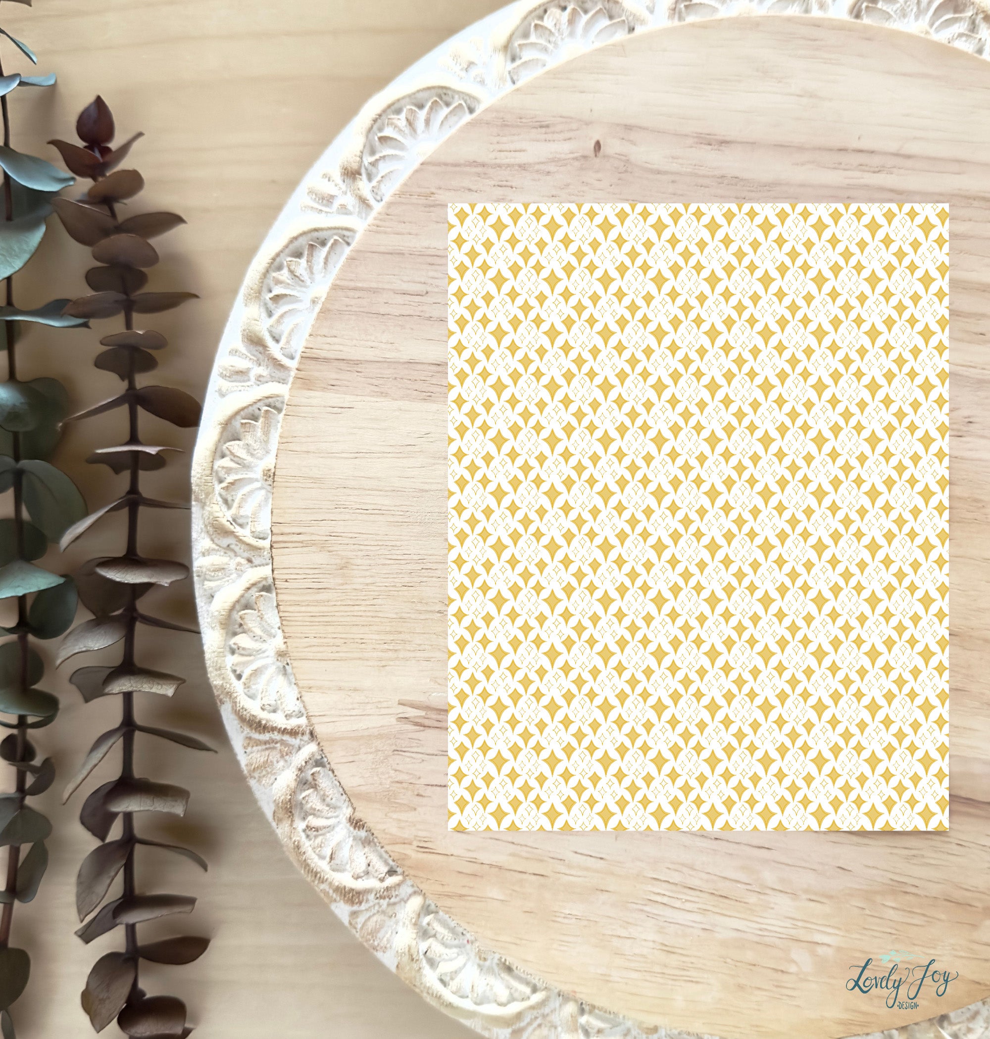 Yellow Stars Water Soluble Transfer Sheet for Polymer Clay